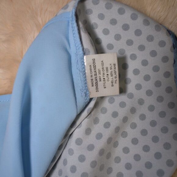 The Westside Blue Silk Polka Dot Midi Slip Dress Size Medium Adjustable Straps - Picture 12 of 15